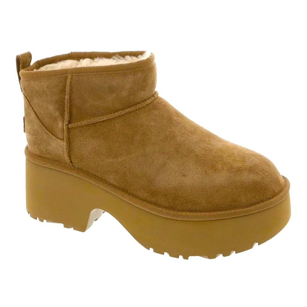 New-UGG Women's mini heights suede ankle chestnut Platform Winter Boots